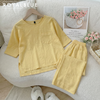 Set linen tay dài phong cách, vàng