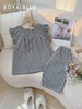Lửng cánh tiên cotton karo đen