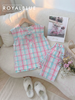Ngố sát tay cotton nơ xinh, karo hồng