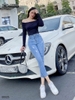 Quần jean skinny LOREN lửng lai tua xanh B5525