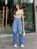 Quần jean nữ LOREN ống rộng wash B51062