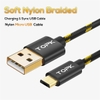 CÁP SẠC SAMSUNG CHUẨN MICRO USB HIỆU TOPK DÂY SẠC NHANH CHO ĐIỆN THOẠI ANDROID SỢI NYLON CHỐNG ĐỨT GÃY
