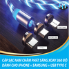 CÁP SẠC NAM CHÂM PHÁT SÁNG XOAY 360 ĐỘ DÀNH CHO IPHONE + SAMSUNG + USB TYPE C