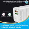 Củ sạc nhanh TOPK QC 3.0 (quick charge 3.0) - 2 cổng Usb - tiêu chuẩn Châu Âu - Auto Id + QC 3.0