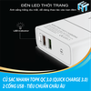 Củ sạc nhanh TOPK QC 3.0 (quick charge 3.0) - 2 cổng Usb - tiêu chuẩn Châu Âu - Auto Id + QC 3.0