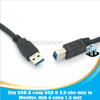 Dây USB A sang USB B 3.0 cho máy in, Monitor, Hub ổ cứng 1.5 mét