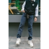 Quần Bò Ống Rộng Nam Nữ Cạp Chun, Cạp Kéo Khóa 1 Túi Gối Form Đứng Ulzzang Thể Thao Basic Streetwear®