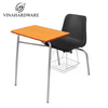 ​​​​​​​Vinahardware Plastic Chair-Integrated Desk - Durable Metal Frame with Convenient Backpack Storage