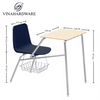 ​​​​​​​Vinahardware Plastic Chair-Integrated Desk - Durable Metal Frame with Convenient Backpack Storage