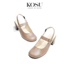 Giày da mũi tròn 5cm Slingback Kosu 2028