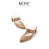 Giày da đính đá 5cm Mule Block Kosu S-3007