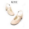 Giày da mũi tròn 5cm Slingback Kosu 2028