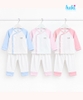 Bộ sơ sinh cài chéo, tay raglan phối màu BB036