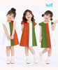 Váy linen suông chữ A phối kẻ sọc