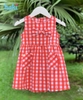 Váy bé gái thô kẻ cổ tròn sát nách đính nơ HK511