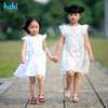 Váy bé gái sát nách phối ren tay HK513