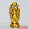 Phật di lặc nâng đĩnh vàng đồng nguyên chất 19x8.5cm - 0.75kg