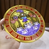 Gương sơn hải trấn tròn đồng đúc nguyên khối mầu 18cm-650g - PVN775