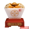 Bát tụ bảo vuông bạch ngọc bột đá cao cấp  11x11x16cm - 1.9kg