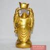Phật di lặc nâng đĩnh vàng đồng nguyên chất 19x8.5cm - 0.75kg