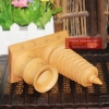 Ống bút tháp văn xương gỗ đào cao 14.5cm