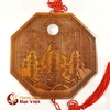 Gương Sơn Hải Trấn Cầu Lồi Bát Giác Gỗ Đào 19cm