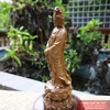 Phật bà quan âm đứng đài sen gỗ bách xanh 30cm