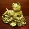 Mèo đồng nằm tiền chiêu tài 17x22x15cm - 1.5kg