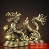 Rồng đế tiền ôm hũ vàng đồng 16x10x6.5cm - 1kg