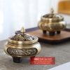 Xông trầm hoa văn 3 chân liền bằng đồng nguyên chất-10.5x12cm-1.3kg