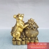 Chuột ôm túi vàng đồng nguyên chất 14x11x5.5cm - 0.6kg