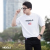 H01-T7 Áo thun nam form rộng HI New York ACT Trắng