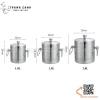 Âu đựng đá hai lớp có nắp đậy, Xô đựng đá inox giữ nhiệt có quai xách 1.0L / 1.5L / 2.0L