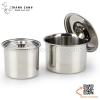 Âu inox có nắp đậy hình trụ, hũ inox hình tròn có nắp đậy, Hũ đựng topping bằng inox