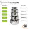 Thố inox, âu inox hình tròn đựng thực phẩm có nắp 5 kích cỡ (BÁN LẺ SIZE), âu inox chia cơm canh phục vụ trường học, suất ăn công nghiệp, bếp ăn tập thể
