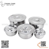 Thố inox, âu inox hình tròn đựng thực phẩm có nắp 5 kích cỡ (BÁN LẺ SIZE), âu inox chia cơm canh phục vụ trường học, suất ăn công nghiệp, bếp ăn tập thể