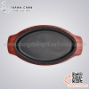 Bộ đĩa gang bầu dục viền miệng đi kèm đễ gỗ chống cháy dày cao cấp