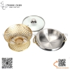 Bộ bếp inox nấu  sườn cay ThaiLan , nấu lẩu có nắp kính chân vàng