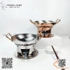 Bộ bếp inox nấu lẩu màu vàng đồng, nấu lẩu Tom Yum, hâm nóng thức ăn tại bàn