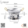 Bộ bếp inox nấu lẩu, bếp cồn tháp sườn cay có 2 quai màu vàng