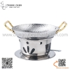 Bộ bếp inox nấu lẩu, bếp cồn tháp sườn cay có 2 quai màu vàng
