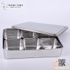 Bộ khay inox đựng gia vị 6 ngăn / khay gia vị 6 ngăn có nắp đậy