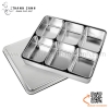 Bộ khay inox đựng gia vị 6 ngăn / khay gia vị 6 ngăn có nắp đậy