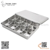 Khay gia vị inox có nắp 8 ngăn, bộ hộp topping 8 ngăn có nắp bằng inox