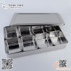 Khay gia vị inox có nắp 8 ngăn, bộ hộp topping 8 ngăn có nắp bằng inox