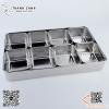 Khay gia vị inox có nắp 8 ngăn, bộ hộp topping 8 ngăn có nắp bằng inox