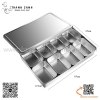 Khay gia vị inox có nắp 8 ngăn, bộ hộp topping 8 ngăn có nắp bằng inox
