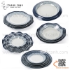 Bộ bát đĩa melamine, chén dĩa melamine vuông hoa văn Blueline, bộ phíp sóng xanh