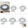 Bộ bát đĩa melamine, chén dĩa melamine vuông hoa văn Blueline, bộ phíp sóng xanh