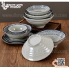 Bộ bát đĩa melamine, chén dĩa melamine vuông hoa văn Blueline, bộ phíp sóng xanh